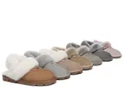 AUSTRALIAN SHEPHERD® 3-Way Style UGG Women Slippers Removable Wool Fluffy Strap Slingback Waffle - Grey / AU Ladies 10 / AU Men 8 / EU 41