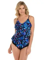 NWT Magicsuit Miraclesuit Tankini Two Piece 12 Tiered Slimming Ultraviolet Rita