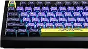 ULTRAEQUIP Cyberpunk Side Printed PBT Japanese Keycaps - 130 Cherry Profile Custom Keycaps in Purple and Green for Mechanical Keyboard
