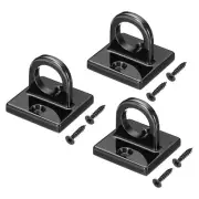 Pad Eye Plate U Hooks, 3 Pack Metal Ceiling Hook Wall Mount Loop, Black