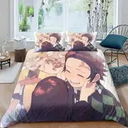 o1530 Cute Bed Duvet Cover -Zenitsu Agatsuma Slayer Bedding Sets -3D Printed Lightweight 3 Piece Comforter Sets, 1 Duvet Cover And 2 Pillow -Shams for