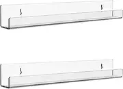 Acrylic Kids Floating Shelves for Wall Set of 4,15" Invisible Wall Mounted Hanging Book Shelves,Room Wall Display Bookshelf Display Organizer for Baby Teen Boys Girls, Set of 2
