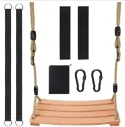 Classic Wooden Tree Swing Seat,Outdoor Tree Swing for Adults and Kids,Wooden ...