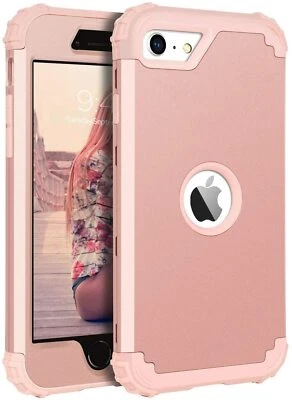 For iPhone SE 2nd 2020 Case Girls Women 3 Layer Shockproof Armor Bumper Cover
