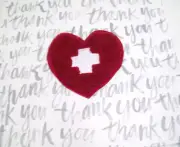 Pottery Barn Doctors Without Border Heart Cross Sofa Toss Pillow Cover 20" New