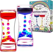 YUE ACTION Liquid Timer 2 Pack / Liquid Motion Bubbler Timer for Caliming Sensory Toys, Autism Toys ,Fidget Toy, Children Activity, Desk Toys,Novelty Gifts, Assorted Colors (Blue+Orange Set)
