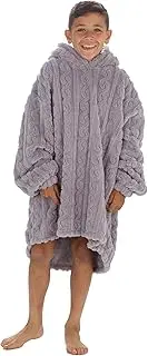 [Undercover] Adults & Kids Unisex Plain Super-Soft Plush Sherpa Fleece Oversized Snuggle Blanket Lounge Hoodie