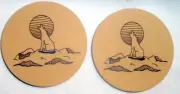 WaterStone Coasters Set of 2 Howling Wolf at the Moon New in Box