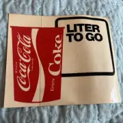 Coca-Cola Liter To Go Enjoy Coke Sticker Sign Decal VTG RARE