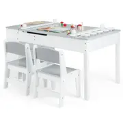 Babyjoy Toddler Art Center Art Easel Table & Chairs Set w/Liftable Tabletop Painting Easel Gray