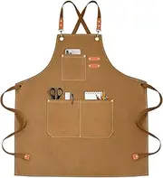 Ofrdncy Apron,Chef Apron,Adjustable Cooking Apron,3 Pockets Kitchen Apron,Canvas Gardening Apron,Woodworking Work Artist Gardener's Barber Canvas Apron for Men Women,Baking BBQ Apron