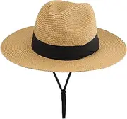 [UTOWO] Girls Boys Floppy Straw-Sun-Beach-Hat Kids Wide-Brim Straw Fedora Sun Protection Panama hat for Summer (fit 5-17T)