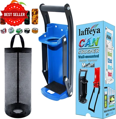 Wall Mounted Can Crusher 16Oz & 12Oz with Bottle Opener Heavy Duty Aluminum Smas
