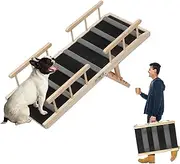 MYOYAY Folding Dog Ramp for Couch, Wooden Pet Ramp for Bed, Supports Up to 250lb, Adjustable Height, Non-Slip Portable Pet Stairs Steps for Small Large Dogs Cats, for Car Couch High Bed