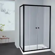 1400-2250*2000mm L Shape Double Sliding Black Semi-frameless Shower Screens