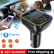 Bluetooth 5.0 Radio Car Kit Wireless FM Transmitter Dual USB Charger MP3 Player@