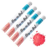 Confettified 4pcs Holi Powder Smoke Cannon Launcher Popper for Gender Reveal Party 45cm L Pink