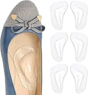 Clear Gel Arch Support Insoles - 3 Pairs High Heel Inserts for Plantar Fasciitis - Orthotic Shoe Cushion Pad for Feet