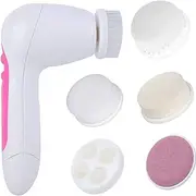 Facial Cleansing Brush Set- Rechargeable Face Brush with 5 Heads - IPX6 Waterproof Electric Rotating Face Scrubber for Deep Cleaning, Exfoliating, Blackhead Removing,