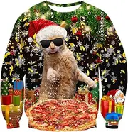 [RAISEVERN] Ugly Christmas Sweatshirt for Men Funny Xmas Holiday Pullover Sweater
