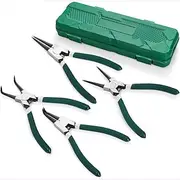 4 Piece 7 Inch Internal/External Snap Ring Pliers Set Heavy Duty Circlip Pliers Kit Straight/Bent Jaw Pliers for Ring Remover Retaining and Remove Hoses