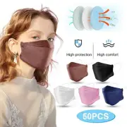 50PCS Adult Mask KF94 Certifieted Fish Non Woven Face Masks 3D Mouth Cover Masks