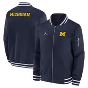 Men's Jordan Brand Navy Michigan Wolverines 2024 Sideline Full-Zip Bomber Jacket