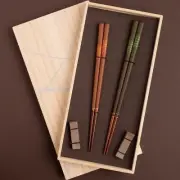 2Pairs Japanes Chopsticks set Wakasa lacquerware made in japan checkered pattern
