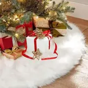 White Christmas Tree Skirt 60 Inches Large, Faux Fur Christmas Tree Skirt Lar...