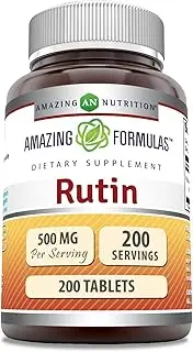 Amazing Formulas Rutin - 500mg, 200 Tablets (Non-GMO) - Antioxidant Properties - Helps Absorption of Vitamin C - Supports Vascular Health*