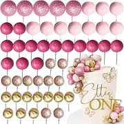 JeVenis Pink Ball Cake Topper Rose Gold Balloons for Cake Decorating Supplies Balls Cake Decorations for Birthday Wedding Bridal Shower Baby Shower