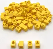 Lego 100 New Yellow Bricks Building Blocks Modified 1 x 1 Stud on Side Parts