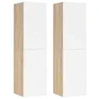 2pcs Wall-Mounted Wooden Cabinets TV Storage Unit Book Shelf Rack Cupboard White