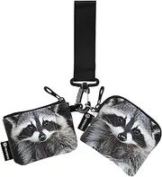 [XYMZR] Mini Zip Around Wristlet keychain Wallet Raccoon Closeup Nature for Women Personalized Pattern Detachable Dual Pouch Wristlet Portable Wallet Phone Coin Purse, Multi-colored, One Size
