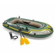 Intex 236cm Seahawk 2 Person Inflatable Floating Sports Boat 2 Oars Pump - Green