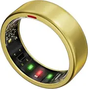 POBOVi Ring OnePlus - Ultra-Thin Titanium Smart Ring - 7 Days Battery Life - Fitness/SPO₂/Stress/HR/Sleep Skin Temperature Tracker - No App Fee - iOS&Android Compatible (Gold,Size 12)
