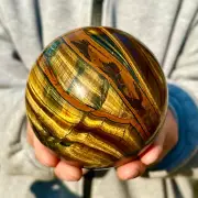 2.85LB Natural Tiger Eye Stone Crystal Ball Quartz Healing Sphere Décor