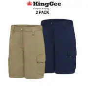 KingGee 2 Pack WorkCool Shorts Durable Reinforced Ripstop Fabric Workwear K47000