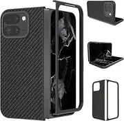 [Tuxiwei] for Google Pixel 9 Pro Fold Case Tough, Google Pixel Fold 2 2024 Phone Cover | Anti-Fingerprint Carbon Fiber Pattern + Hard PC Lightweight Slim Fit | Anti-Scratch Shockproof Protective -Black
