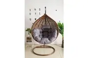Hanging Egg Chair Luxury Model - Brown Basket & Gray Cushion