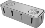 1Pc Grey Cable Organizer Socket Storage Container for Desk Office Living and Study Tidy Up Power Cords and Data Wires with Porous Design