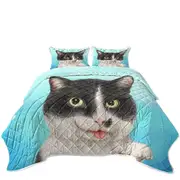 Cats Art Paintings Black and White Cat Coverlet