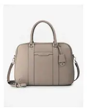 [Madison Accessories] Trudi Double Zip Top Laptop Work Bag with Crossbody Strap in Brown