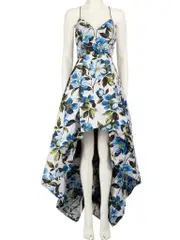 Floral V-Neck High Low Hem Dress