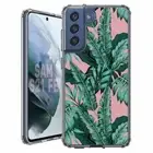 For Samsung Galaxy S20 S21 S23 S24 FE 5g TPU Case+Glass(Leafs/Pink Pattern)