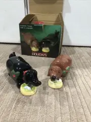 Home For the Holidays Dog Puppie Bobble Heads Salt & Pepper Shakers