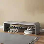Household Door Shoe Changing Stool, Wavy Cloakroom Sofa Stool, Load-Bearing 300KG,Gray,100cm