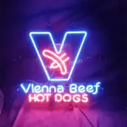 Vienna Beef Hot Dogs Real Neon Sign Custom Shop Window Wall 24"x20"