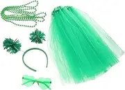 [TOKIDNY] Patrick's Day Tutu Skirt with Headband Irish Festival Outfit Green Tulle Skirt for Holiday Celebrations
