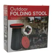 Black & Red Portable Outdoor Adjustable Telescopic Folding Stool Lightweight
